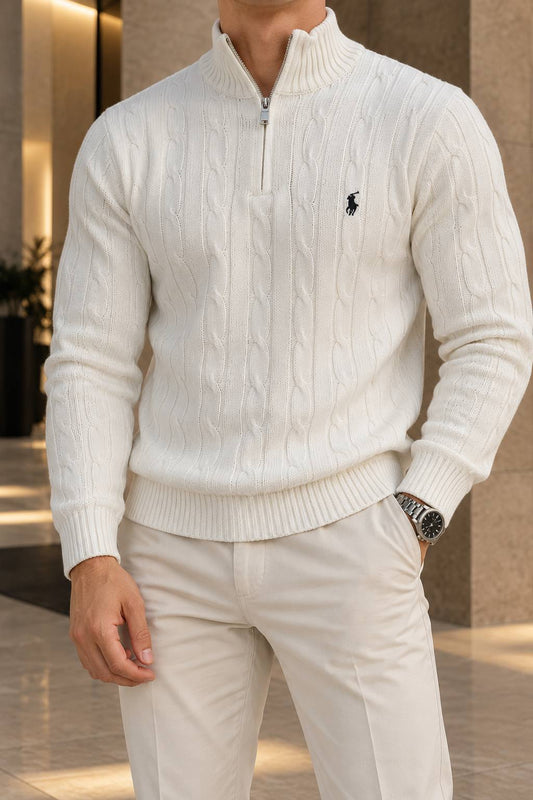 RL Half Zipper (White)